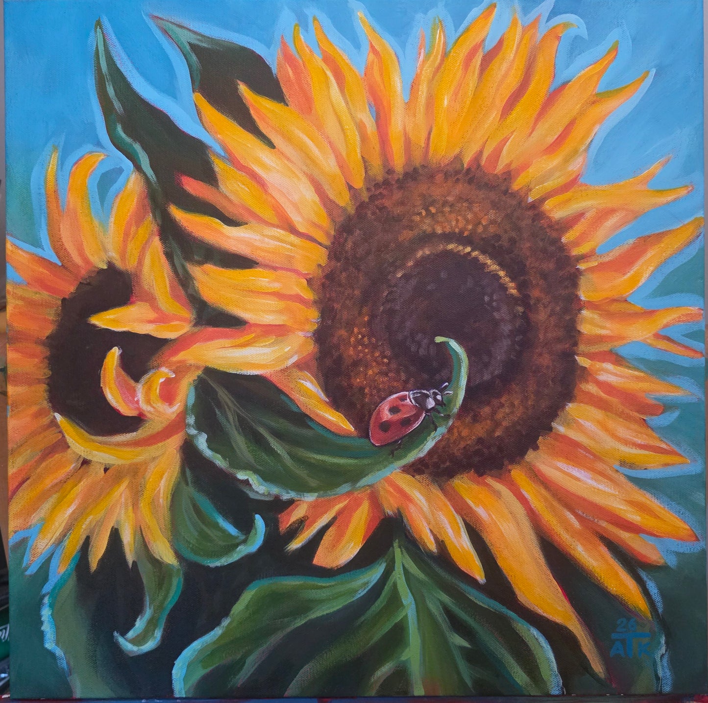 Sunflower Lady Bug Art Print