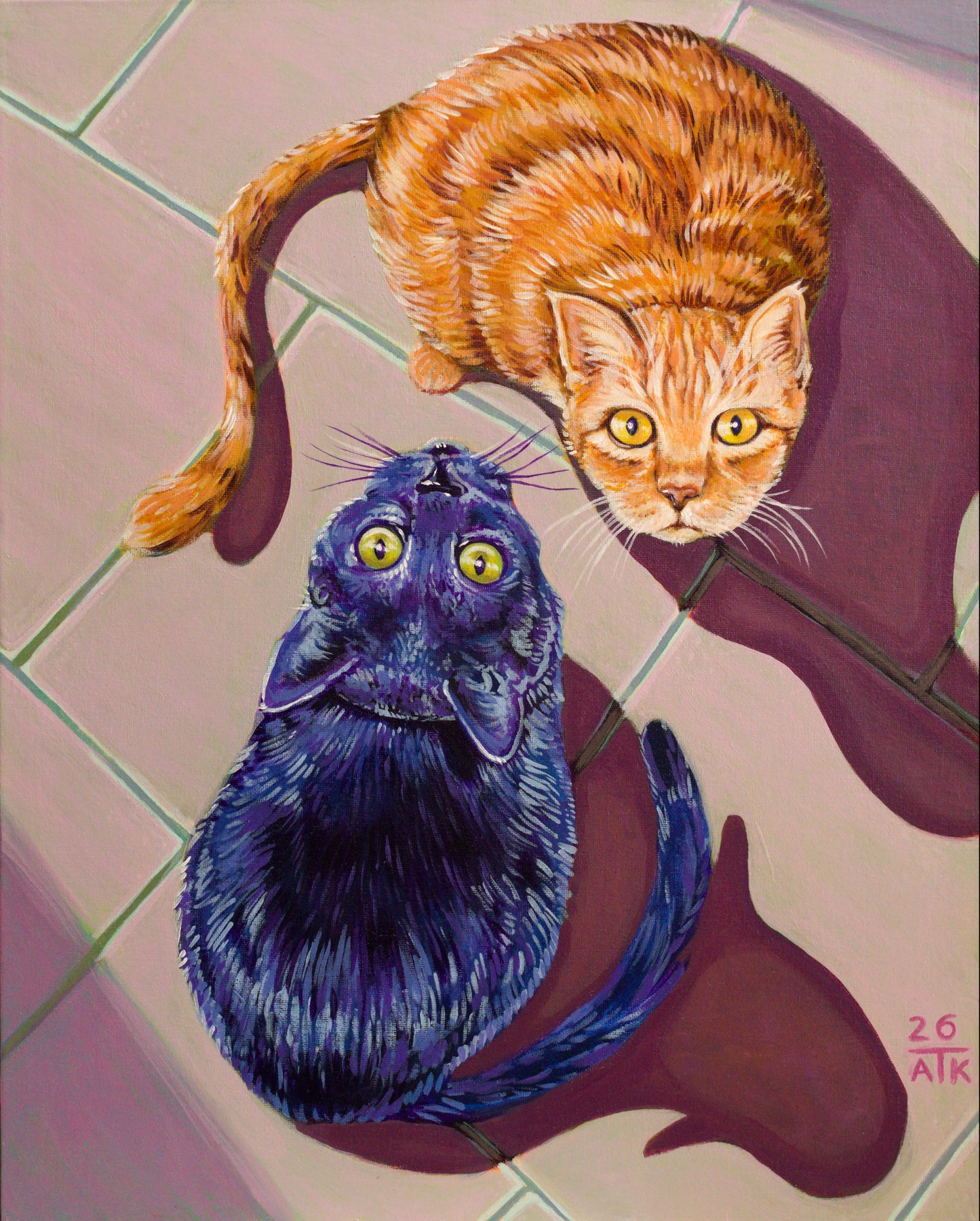 Yin-Yang Kitties Art Print